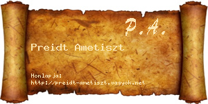 Preidt Ametiszt névjegykártya